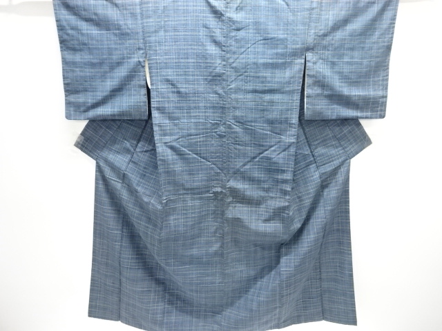 JAPANESE KIMONO / ANTIQUE KIMONO / SILK / TSUMUGI / WOVEN GRID